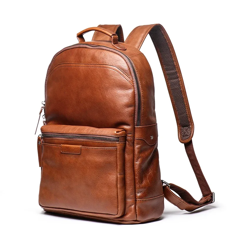 sac à dos de voyage en cuir véritable pour hommes, en cuir de vache, grande capacité, multifonction, tendance, pour ordinateur