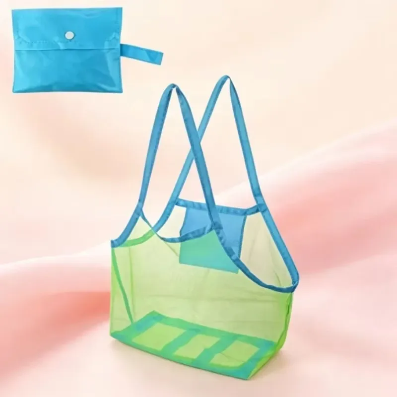 sac de rangement mignon de grande capacité, pochette portable pliable en maille pour organiser les jouets de plage, idéal pour les voyages et les activités sportives en plein air