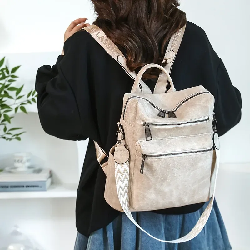 sacs à main à bandoulière en cuir pu pour femmes, sac à dos tendance, grand sac à dos de styliste