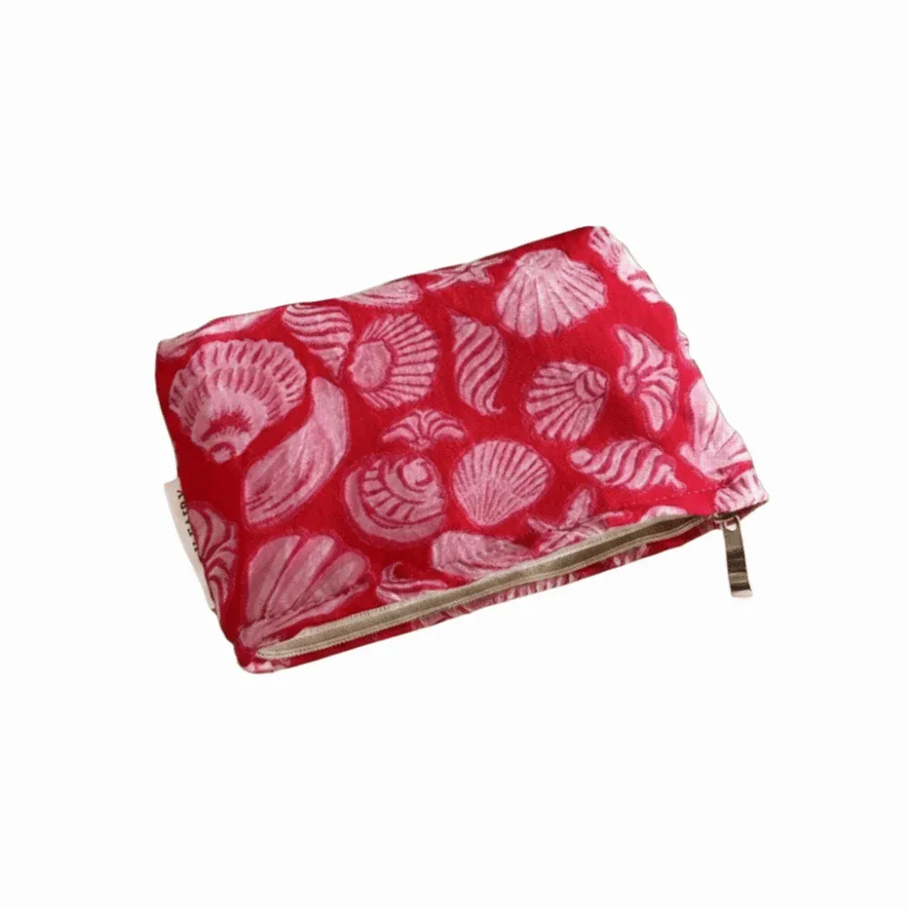 sac à cosmétiques de grande capacité, rouge, de style français, pour femmes, sac de toilette à main, étui à maquillage pour femmes.