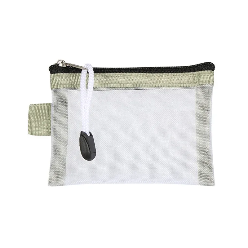 sacs de rangement de cartes en maille de nylon, mini grille transparente, porte-carte de crédit, pochette à fermeture éclair, petit portefeuille de monnaie de voyage, sac de fichiers