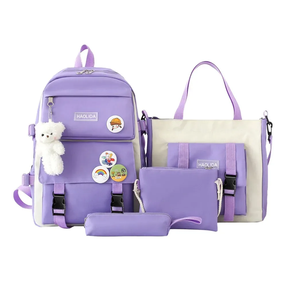 ensemble de 4 pièces : sac à dos multifonctionnel 4 en 1, grande capacité, tendance, décontracté, respirant, pour l'école et l'université.