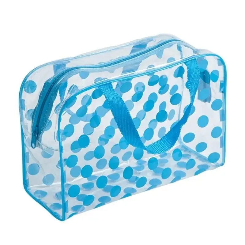 trousse de toilette transparente en pvc à pois, motif animal mignon, imperméable, portable, pour femmes, trousse de voyage, rangement de maquillage, organisateur.
