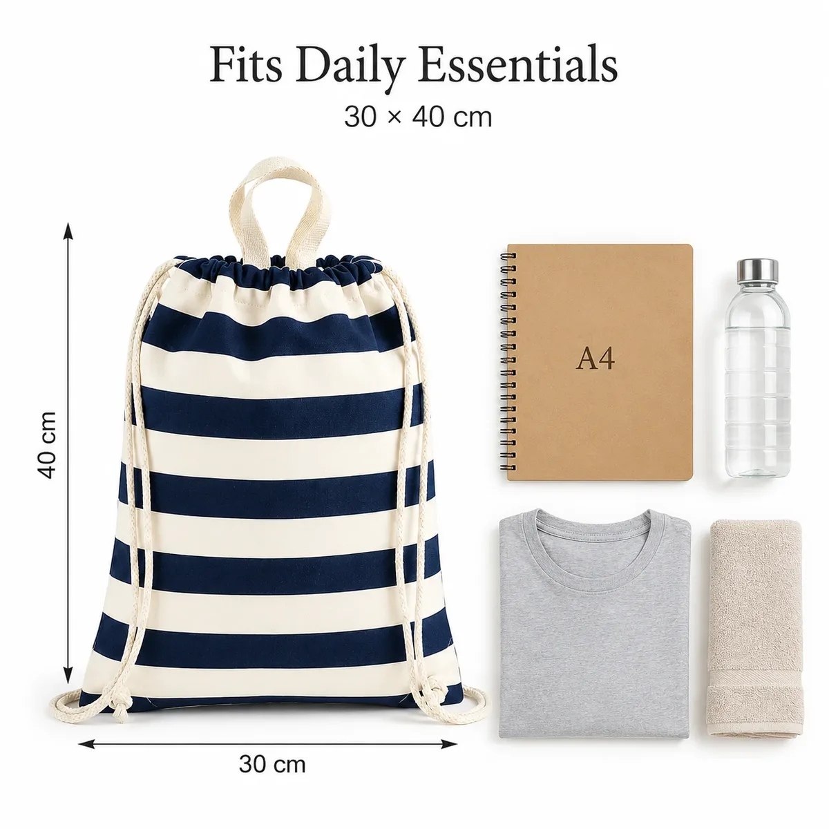 sac à dos en toile avec cordon de serrage 30x40cm, sac de sport en coton, sac de rangement léger et réutilisable pour l'école, le sport, les courses et le quotidien