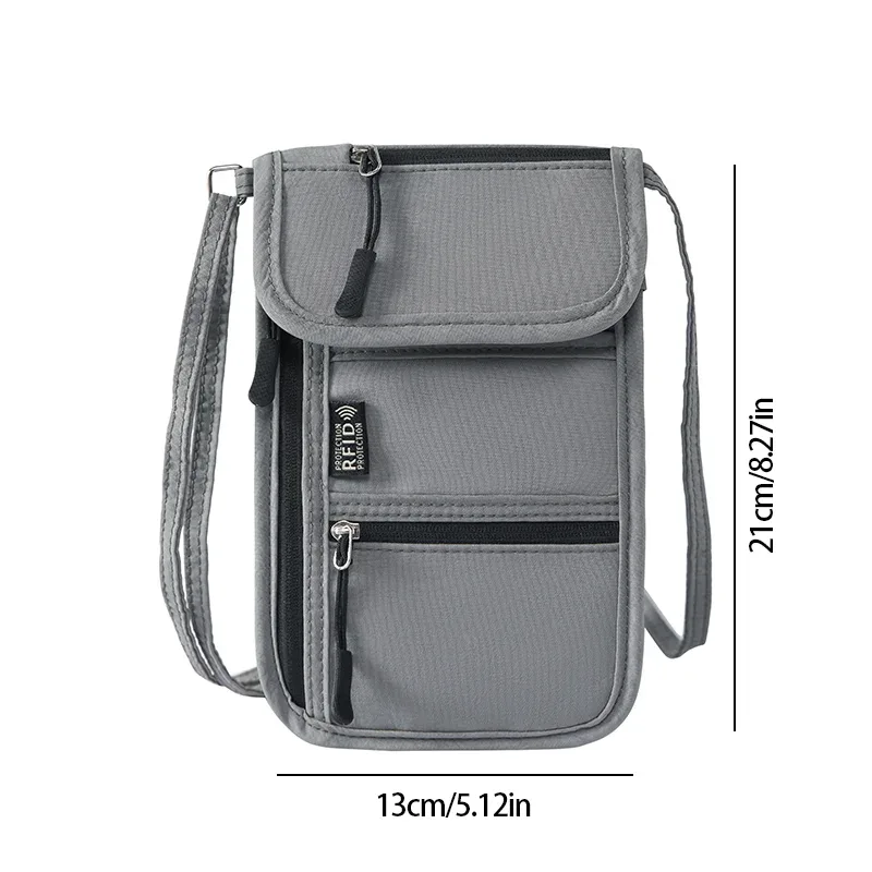 portefeuille de cou personnel avec blocage rfid, porte-passeport de voyage, pochette de cou cachée, organisateur super léger avec sangle réglable