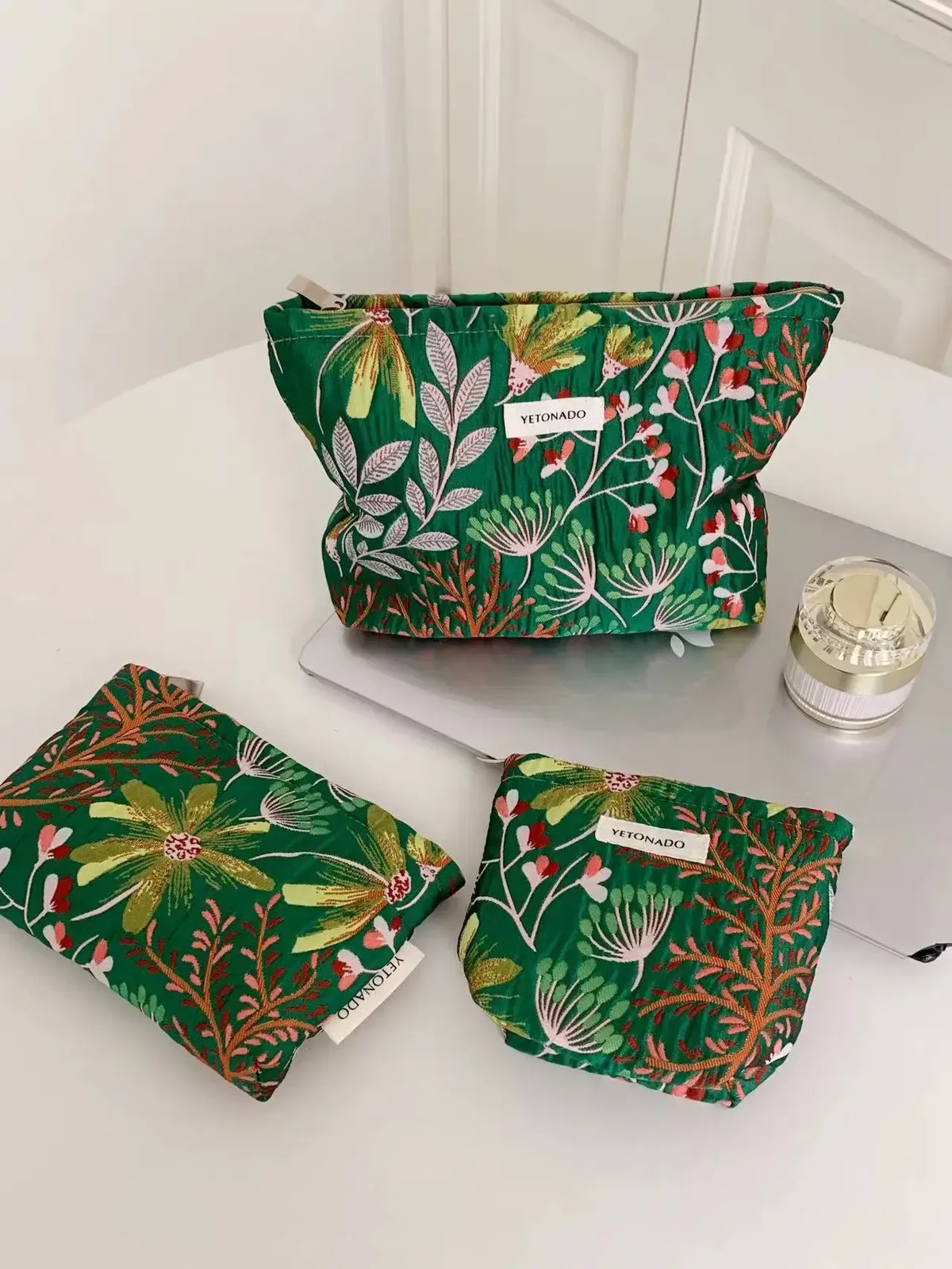 l/m/s rétro sacs de maquillage à fleurs femmes sac à cosmétiques grande capacité pochette de maquillage organisateur de voyage trousse de toilette pochette extérieure