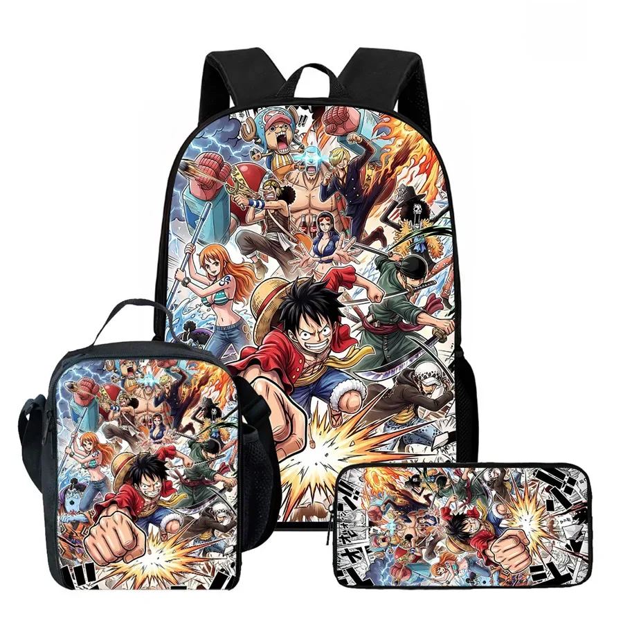 sac dos polyester dessin animé noir motifs personnages animés format 20 35 litres poche ouvrante sangles ajustables usage scolaire voyage