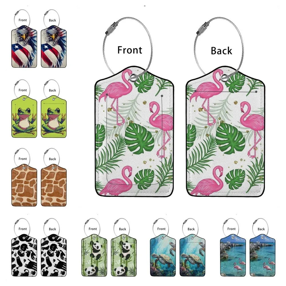 offre spéciale animaux mignons en cuir étiquette de bagage d'affaires étiquette d'adresse de valise étiquette de valise d'embarquement étiquette nom id adresse clip