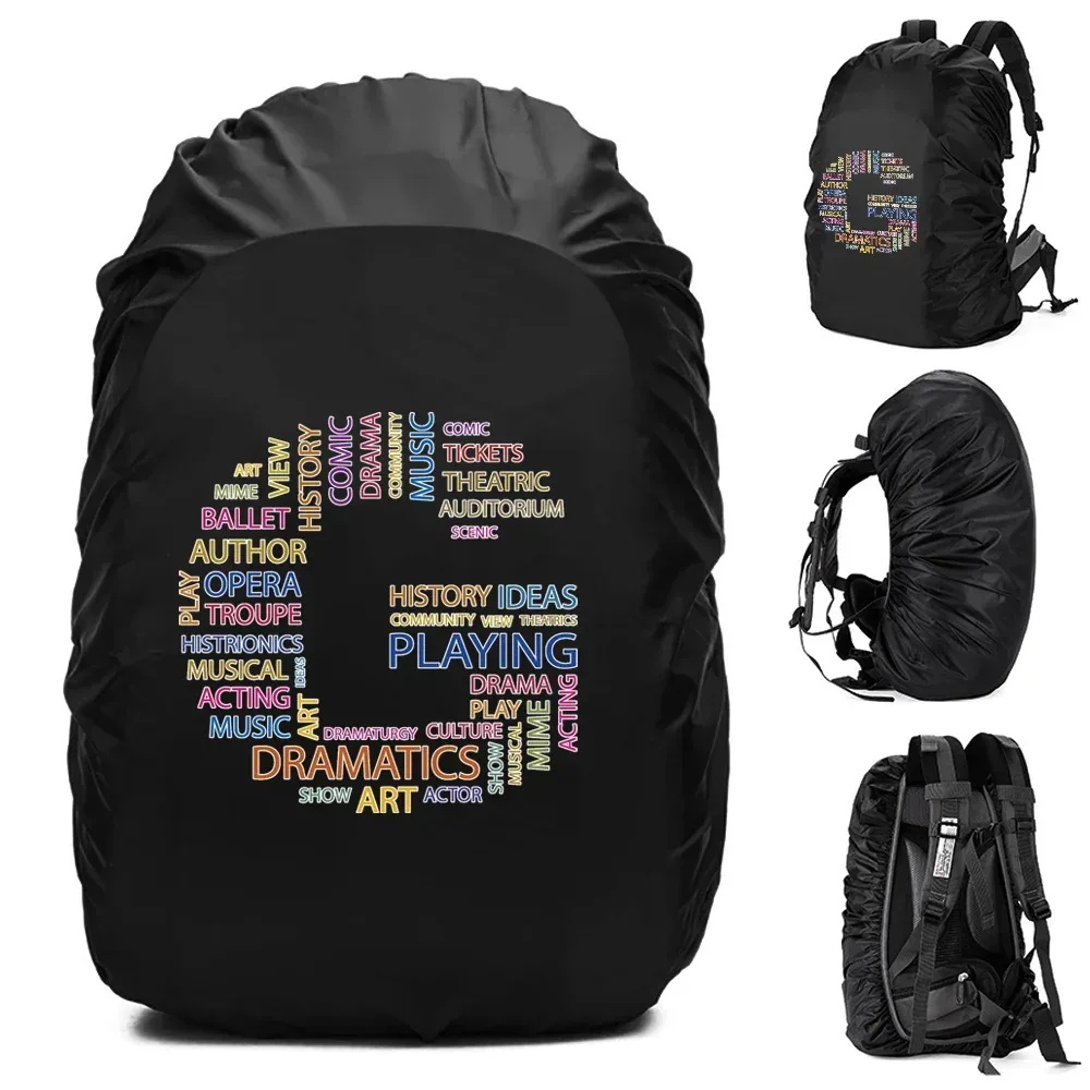 sac à dos imperméable pour homme, housse de pluie, camping en plein air, randonnée, escalade, sac à dos anti-poussière, texte imprimé, 20-70 l