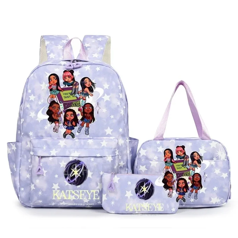 sac à dos amusant katseye pour adolescents, sac de voyage à double bandoulière, sac à crayons, sac à déjeuner, sac à livres décontracté pour étudiants, sac d'école pour filles, grande capacité, mochila