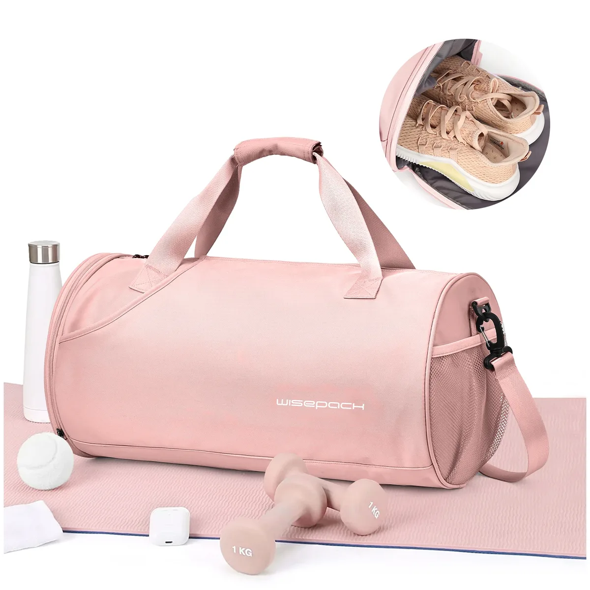 sac de sport pour femmes, sac de jour pour la salle de sport et le week-end, sac de voyage étanche avec compartiment pour chaussures et vêtements