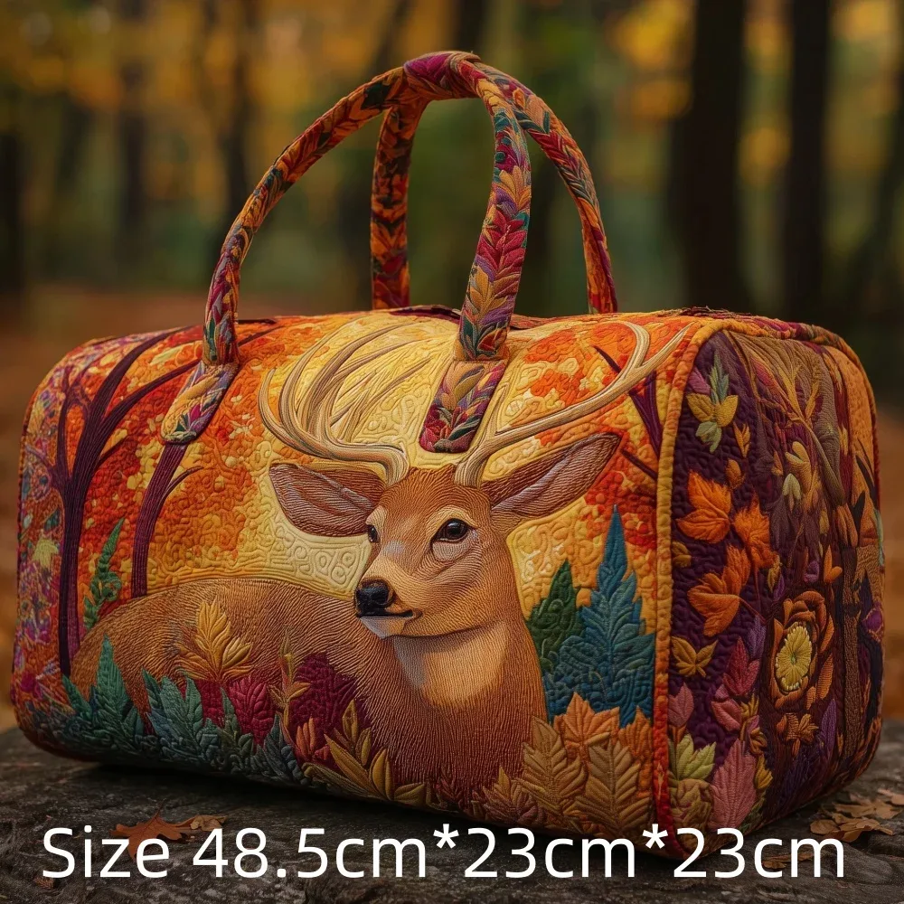sac de voyage matelassé 3d imprimé cerf de la forêt, sac polochon fourre-tout avec poignées supérieures, bagage vintage style cabine pour femmes et hommes, idéal pour la gym, le sport et les voyages, bagage à main