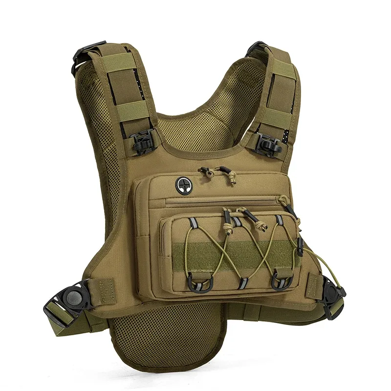 sac tactique multifonctionnel : gilet de poitrine, sac à dos, sacoche de poitrine réfléchissante pour le camping, la chasse, la course à pied, le cyclisme et les voyages, avec poche d'hydratation intégrée pour homme