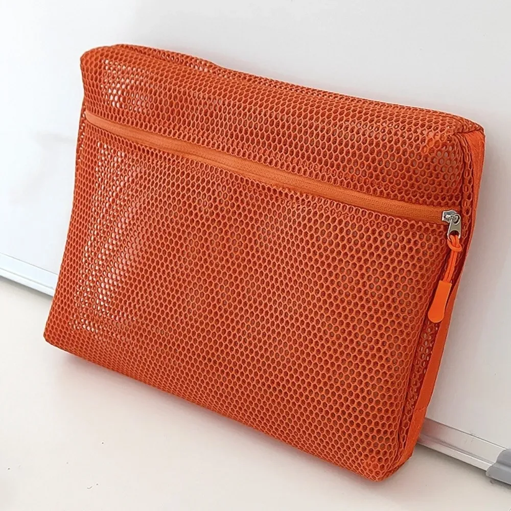 pochette de rangement décontractée en nylon avec fermeture éclair, sac à cosmétiques en maille, pochette multi-usage en maille pour femme