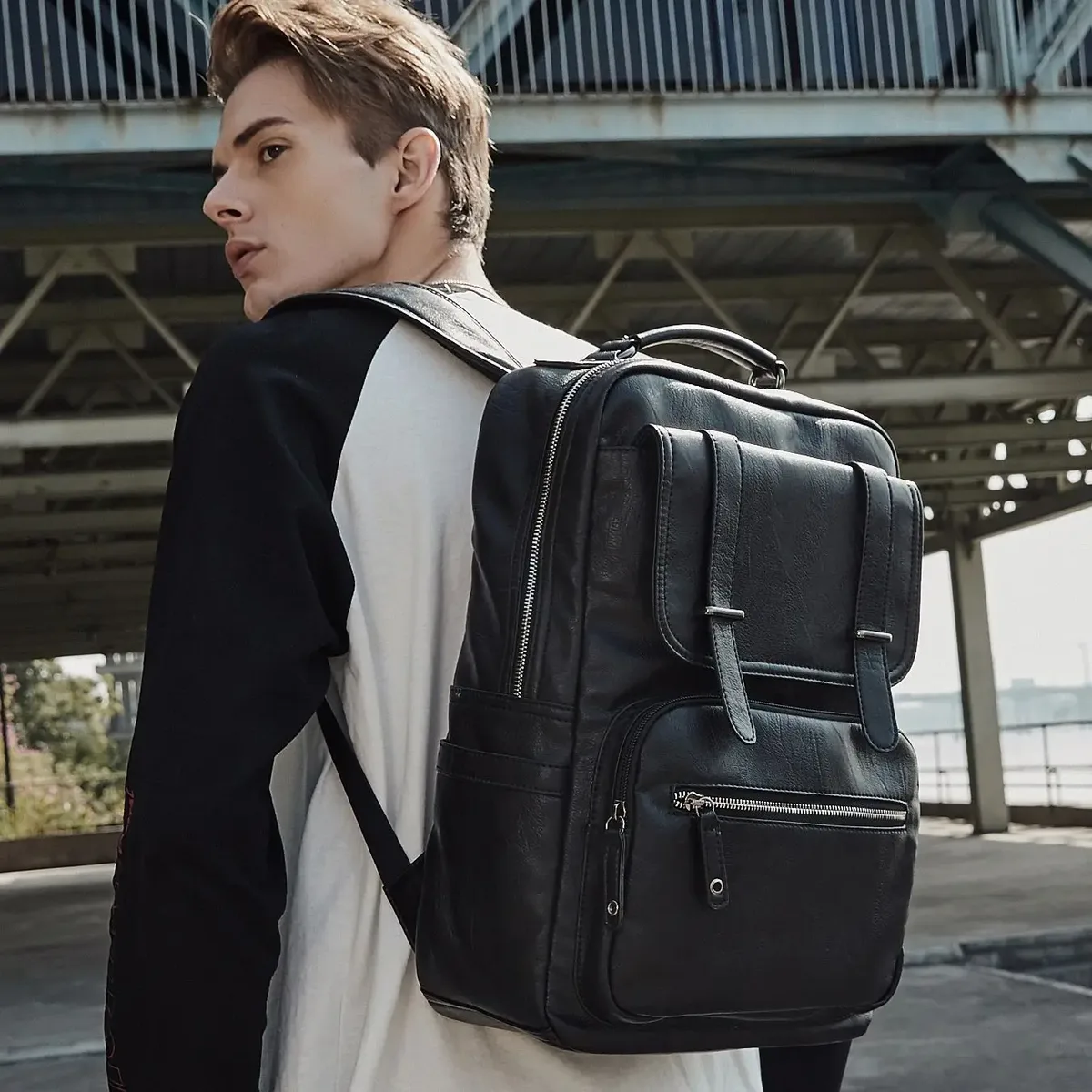 moyyi-sac à dos en cuir pour ordinateur portable pour homme, sac à dos de voyage étanche, sac d'affaires vintage pour commpiedmont, sac à dos en cuir décontracté
