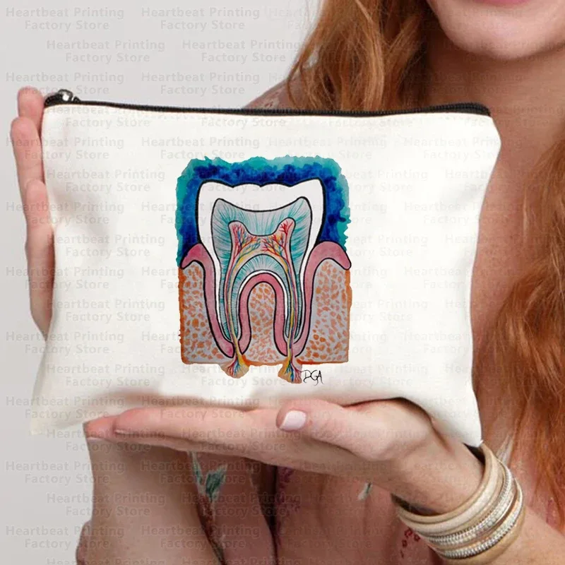 sacs de rangement pour maquillage à motif graphique dentaire, sac de voyage portable pour collations, trousse à crayons pour enfants, sac à cosmétiques pour femmes