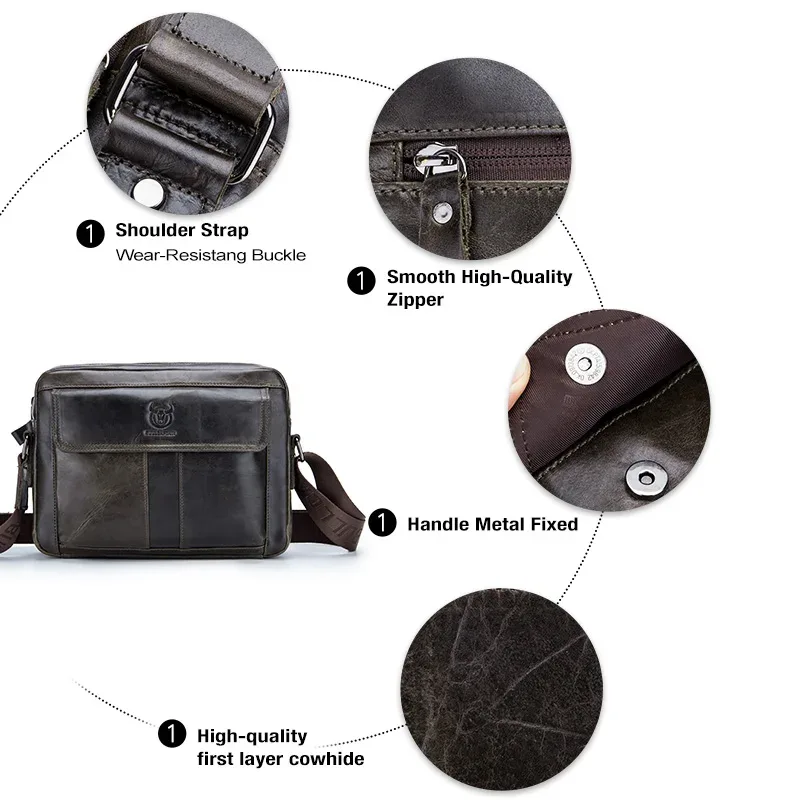 bullcaptain sac à bandoulière en cuir véritable pour hommes grande capacité sac à main multifonctionnel décontracté une mallette d'affaires de mode