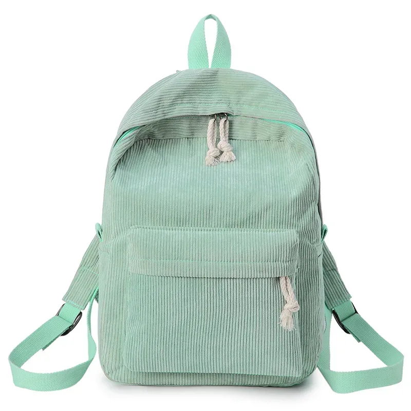 sac à dos simple en velours côtelé pour femmes, grande capacité, sacs d'école pour filles, sac de voyage portable pour adolescents, livre pour ordinateur portable