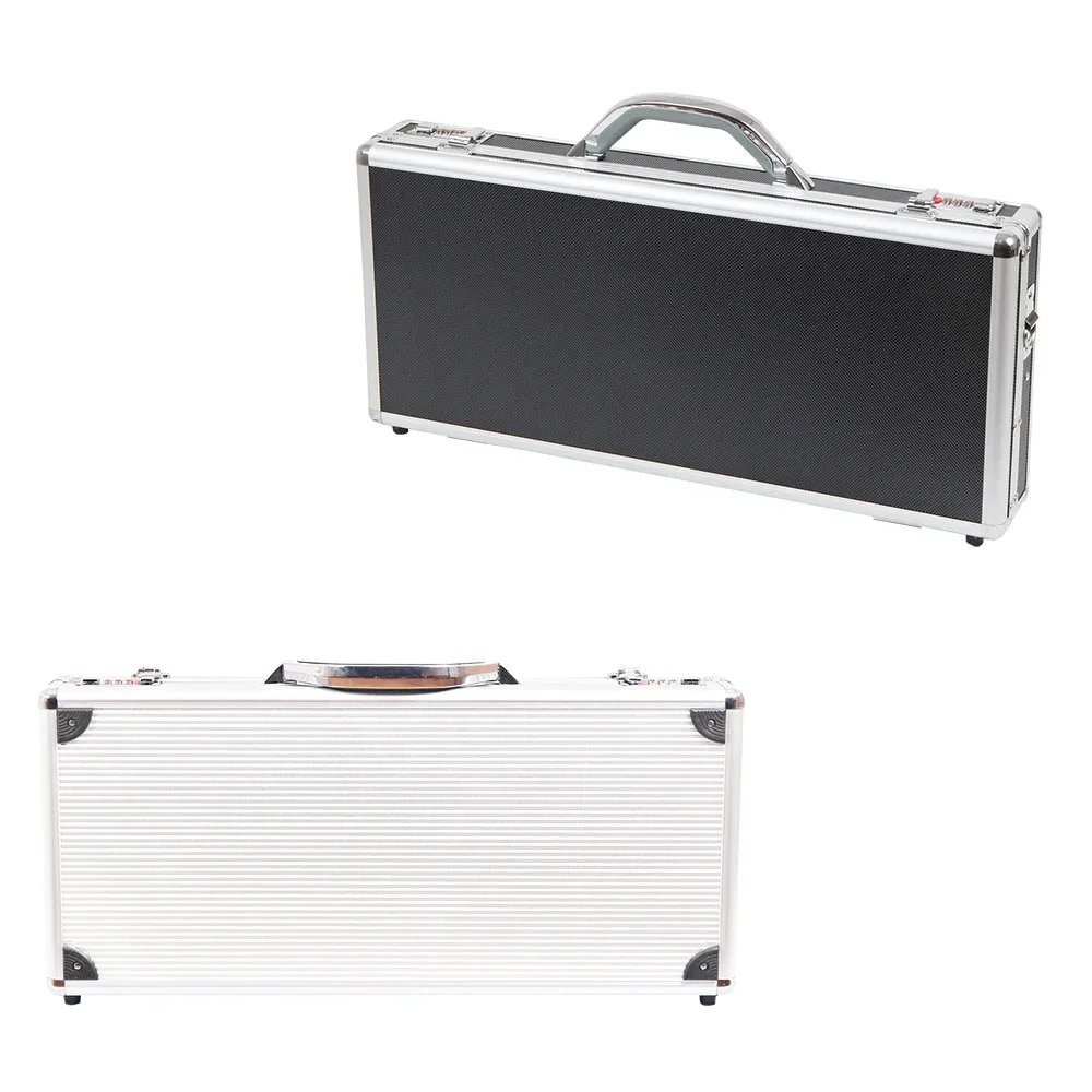 organisateur voyage aluminium noir motif carreaux poignée cadres durables protections chocs utilisation professionnelle cheveux couteaux compression