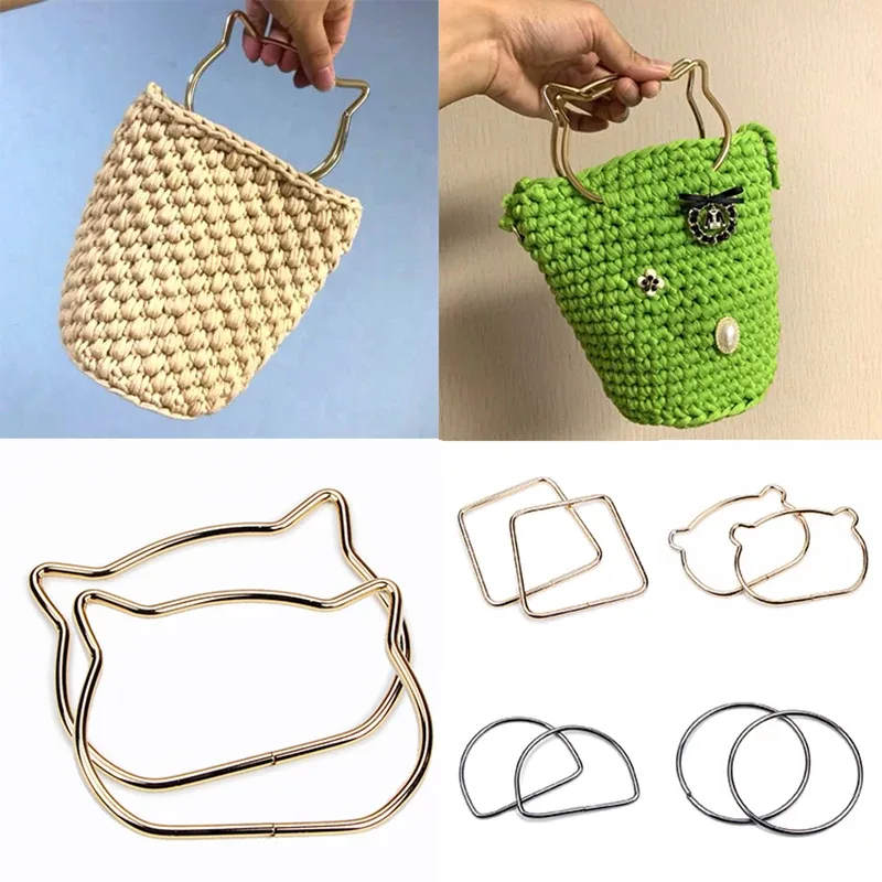 poignée de sac en métal avec oreilles de chat mignon, remplacement pour bricolage de sacs à bandoulière, fabrication de sacs à main