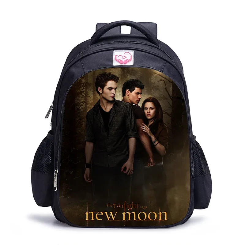 sac dos polyester twilight personnages imprimés pochette mesh latérale poche fendue ceinture air enfant adolescents usage école jour