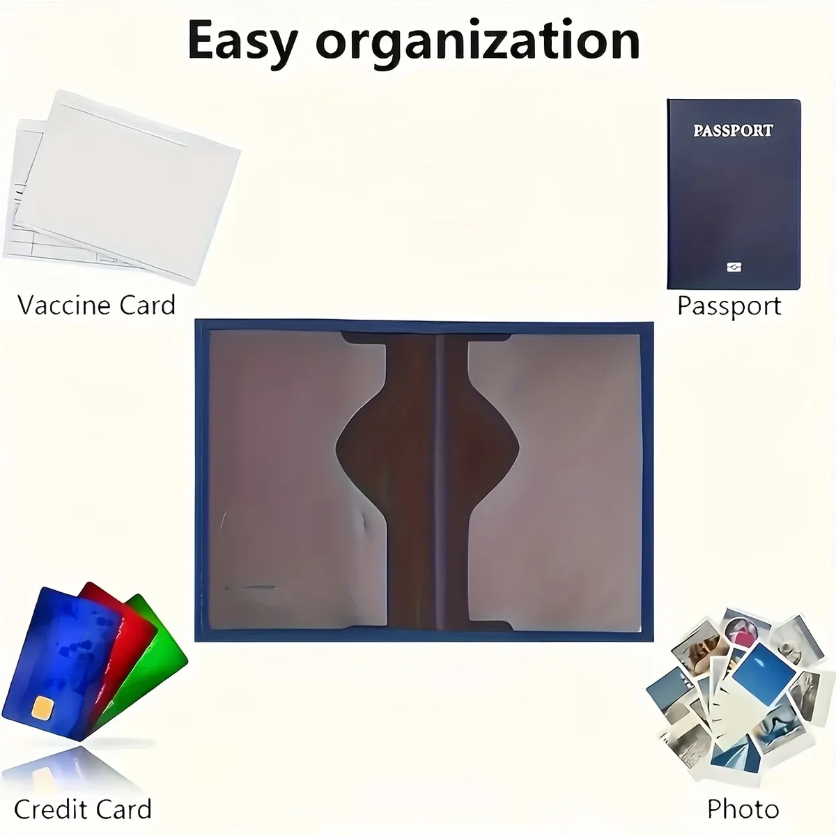 1 porte-passeport haut de gamme – portefeuille de voyage compact et pliable avec motif carte du monde pour carte de vaccination et carte d'identité