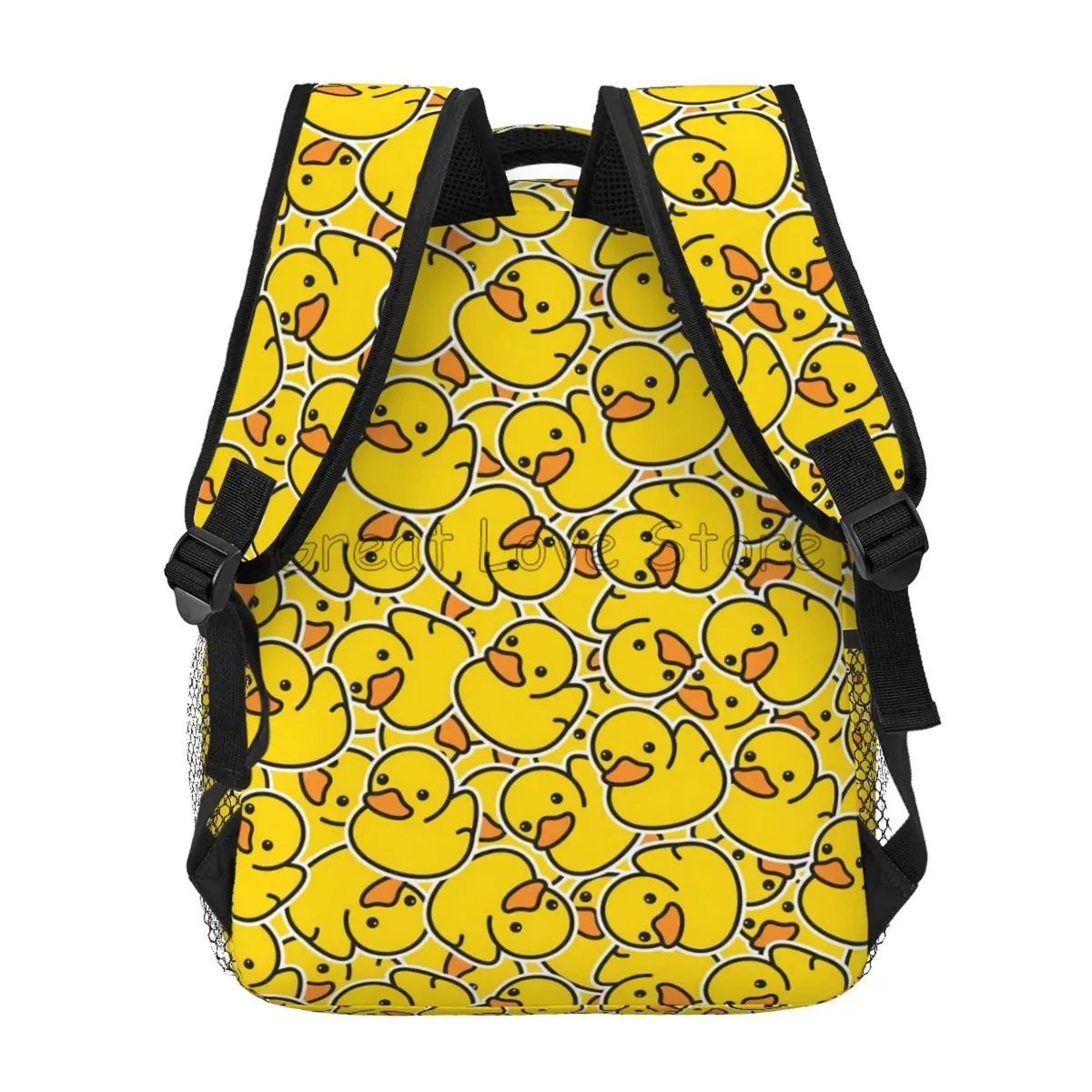 sac à dos en caoutchouc imprimé canards de dessin animé pour ordinateur portable, mignon canards jaunes, sacs à dos de voyage de grande capacité, sac à bandoulière pour étudiant, sac à livres d'école