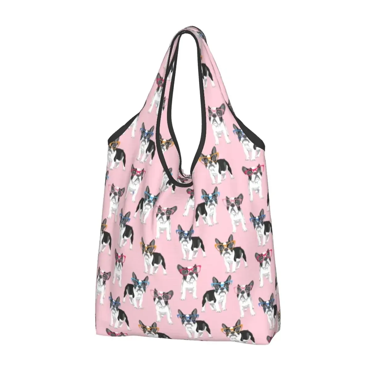 sac à provisions portable pop art pour femme, style bungalow, bouledogue français, sac fourre-tout pour chien, cadeau pour animal de compagnie, sacs d'épicerie