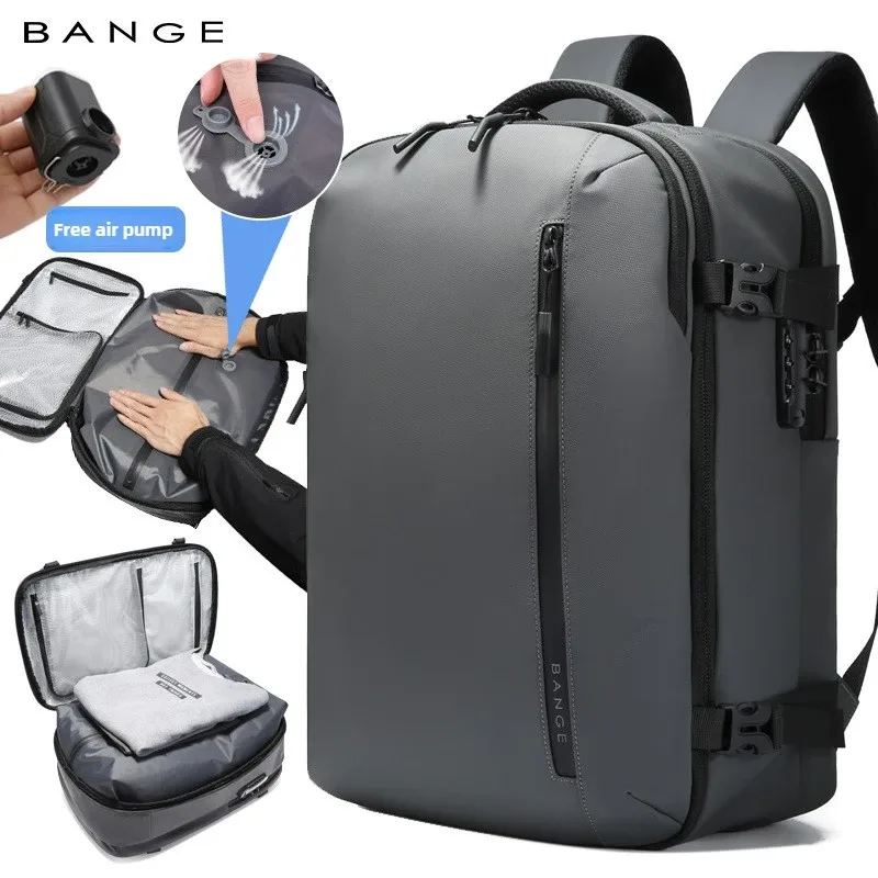 organisateur voyage tissu oxford noir compartiment transparent sections anti-fourreaux expansible vacuum system sac dos polyester multifonctionnels travels