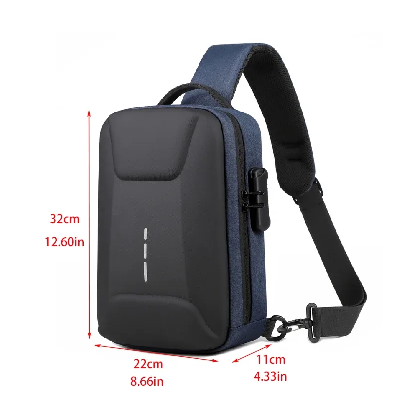 sacs de poitrine antivol à serrure à combinaison avec port de chargement usb, sac à bandoulière de mode pour hommes d'affaires, sac à bandoulière de rangement de voyage