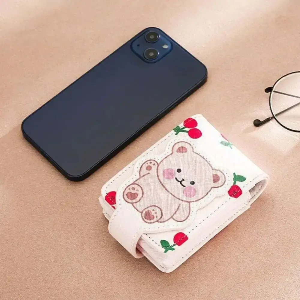 étui de rangement pour rouge à lèvres fashion cherry bear pour femmes, étui de voyage pour rouge à lèvres avec miroir, porte-rouge à lèvres en cuir pour filles