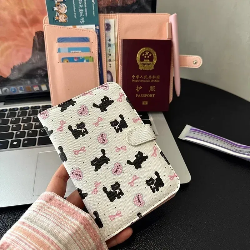 couverture de passeport élégante, portefeuille de voyage pour femmes, blocage rfid, porte-passeport en cuir pu avec poches pour cartes, idée cadeau de voyage