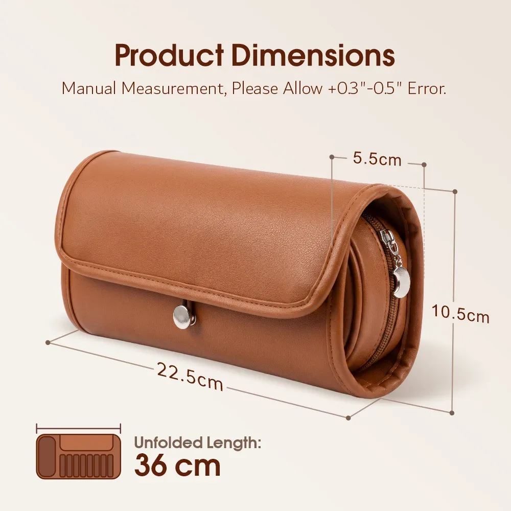 trousse de maquillage en cuir pu imperméable pour femme, organisateur portable professionnel, pochette de rangement pour pinceaux, sac cosmétique pour voyage et vacances