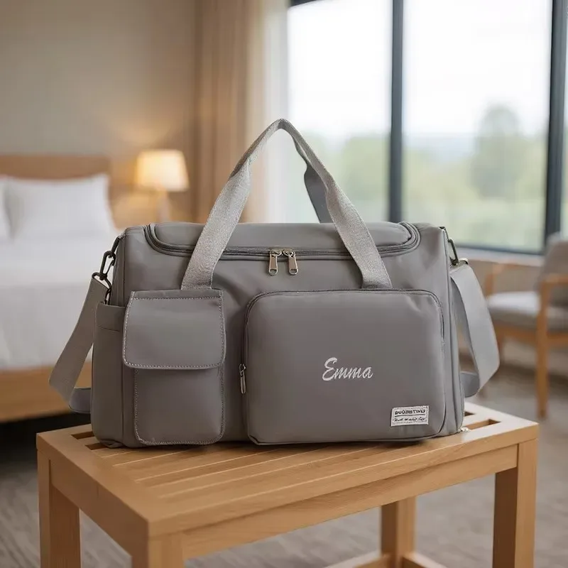 sac à bandoulière personnalisé avec broderie, multi-poches, grande capacité, sac de voyage, sac à bandoulière, adapté aux voyages et aux vacances, sacs de rangement.