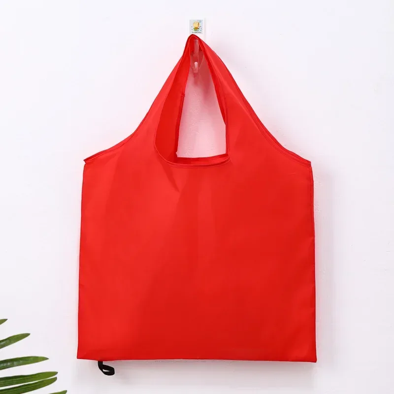 sac de courses réutilisable de couleur unie pour femmes et hommes, sac d'épicerie pliable en nylon, sac fourre-tout écologique, sacs à main portables