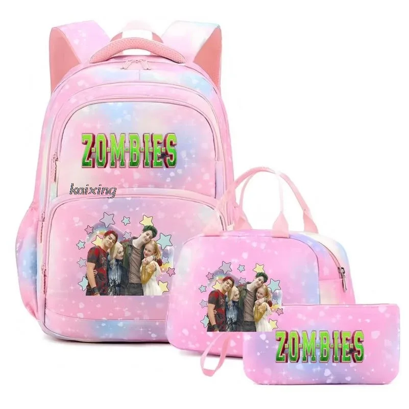 nouveau zombies 4 imprimer enfants sac à dos 3 pièces/ensemble étudiant cartable adolescent fille garçon voyage mochilas sacs à déjeuner sac à dos sac à dos