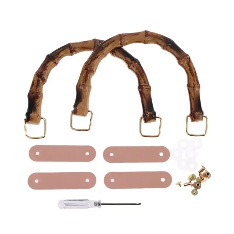 poignée de sac à main en bambou détachable faite à la main avec boucle, sangle de sac à bandoulière en plastique pour boîte cadeau diy