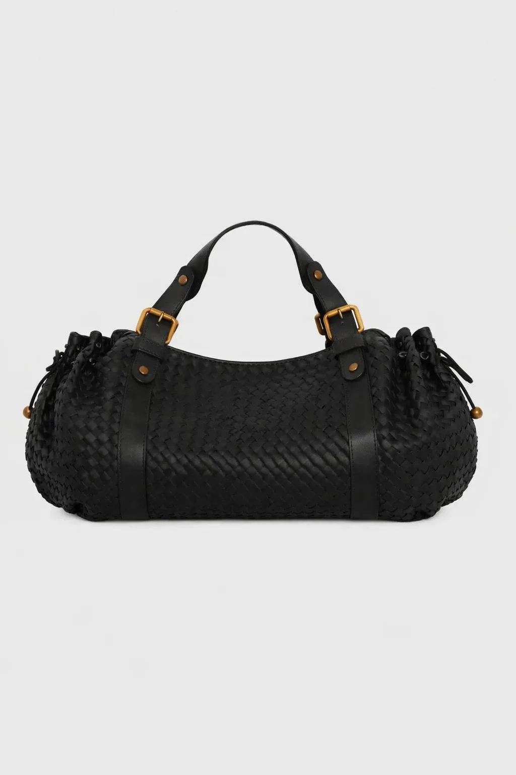 sac fourre-tout vintage en cuir souple plissé avec cordon de serrage, grand sac à bandoulière simple pour femme, sac de travail boston