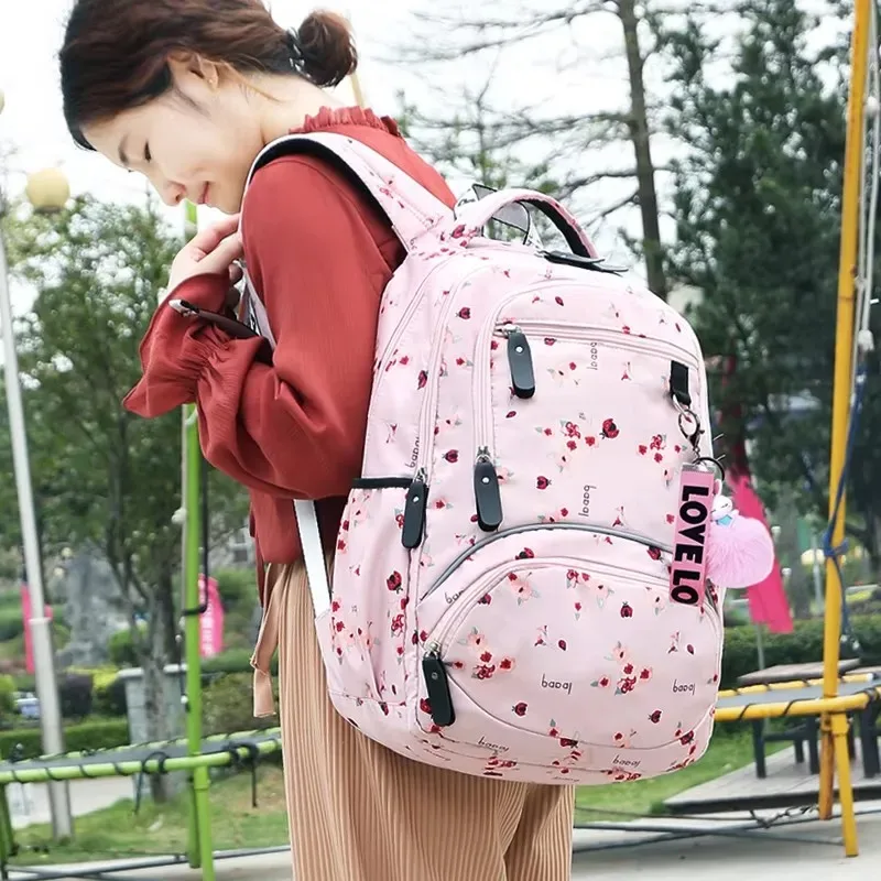 sac à dos imprimé floral pour jeunes filles, sac à dos pour écoliers primaires, fournitures de retour à l'école, sac de livre