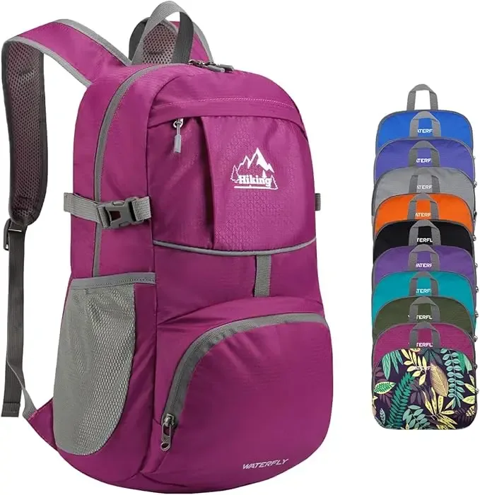 waterfly sac à dos pliable pour randonnée : 25 l, ultra léger, pliable, imperméable, pour voyage en plein air, pour femme et homme