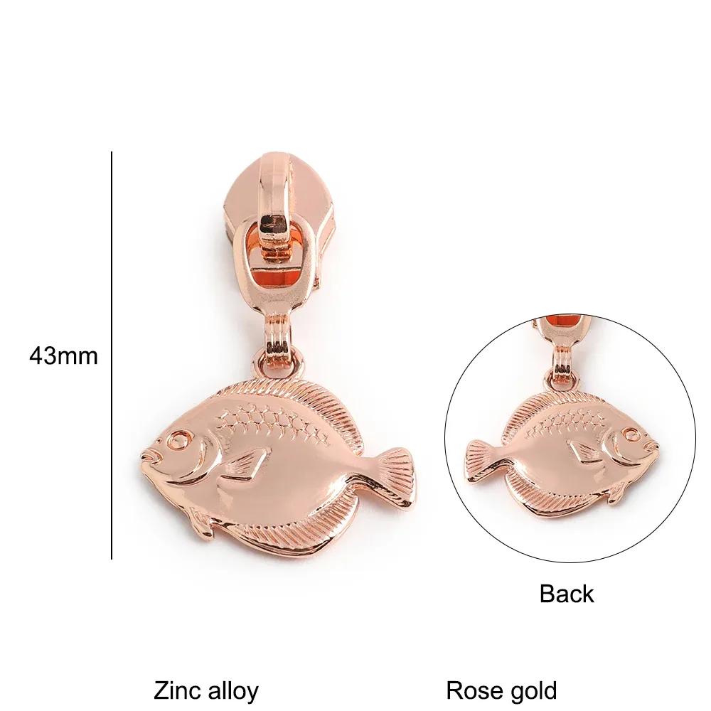 5/10/15/20pcs animaux marins # 5 têtes de fermeture éclair en nylon, curseurs de fermeture éclair pour la décoration de bagages, vestes et sacs à dos, accessoires diy