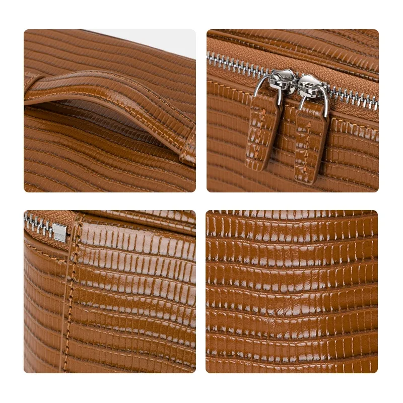 aidrani - sac à cosmétiques en cuir véritable à motif lézard, grande capacité, sac pour femmes, pochette de rangement, sac à main, trousse de toilette de voyage