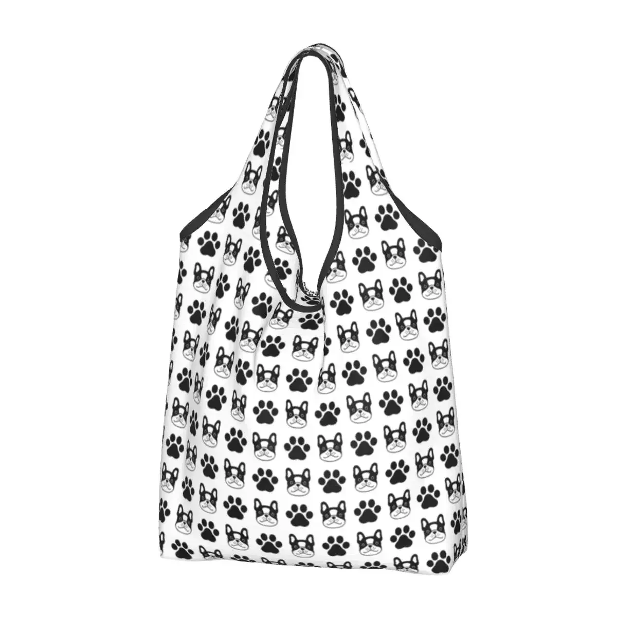 sac à provisions portable pop art pour femme, style bungalow, bouledogue français, sac fourre-tout pour chien, cadeau pour animal de compagnie, sacs d'épicerie