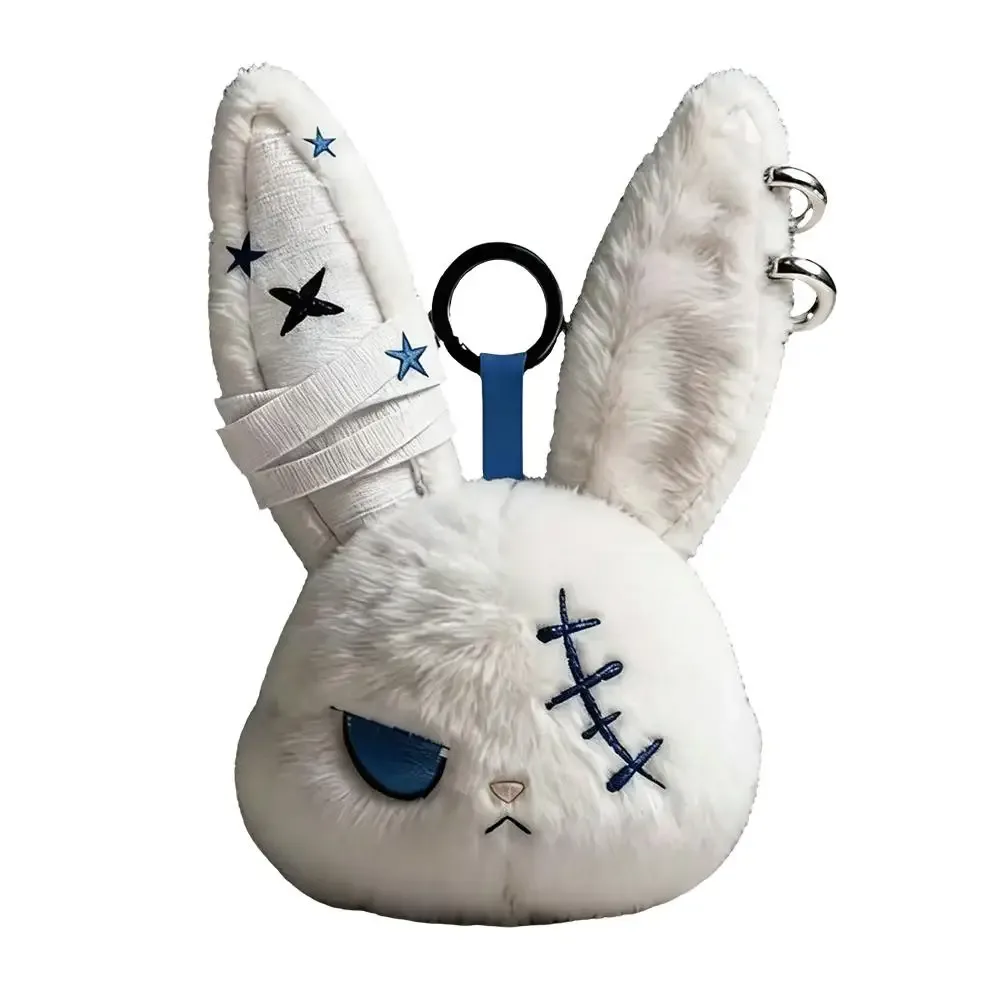 breloque de sac gothique en peluche lapin noir, porte-clés, pendentif lapin kawaii, accessoire de sac à main, décoration à suspendre pour sac à dos