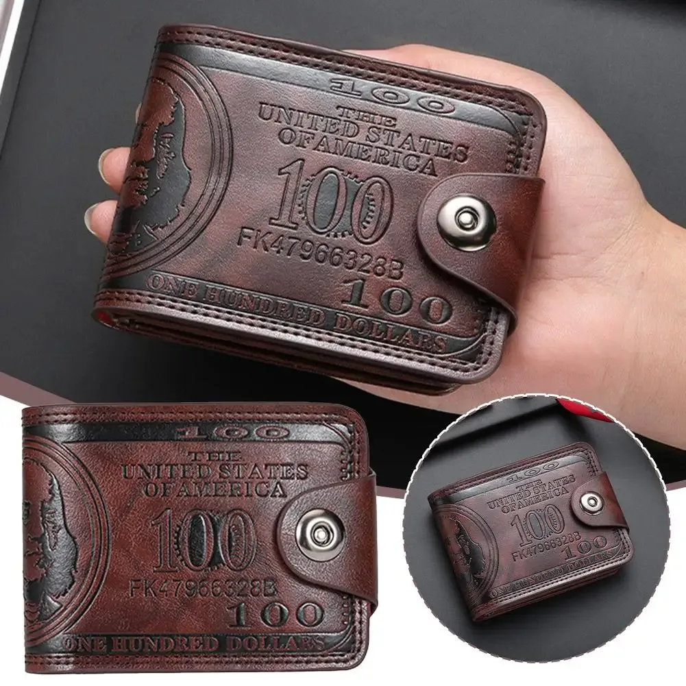 portefeuilles pour hommes avec loquet à motif de 100 dollars américains portefeuille en cuir pour hommes avec porte-carte à fermeture éclair porte-monnaie de poche cartera hombre