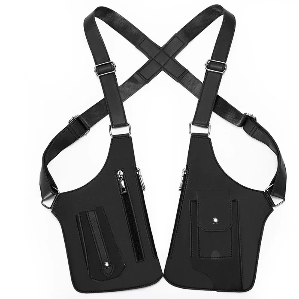 sac de poitrine rétro antivol multi-poches en cuir avec sangle dissimulée, sacoche multifonction pour téléphone portable, idéal pour la chasse