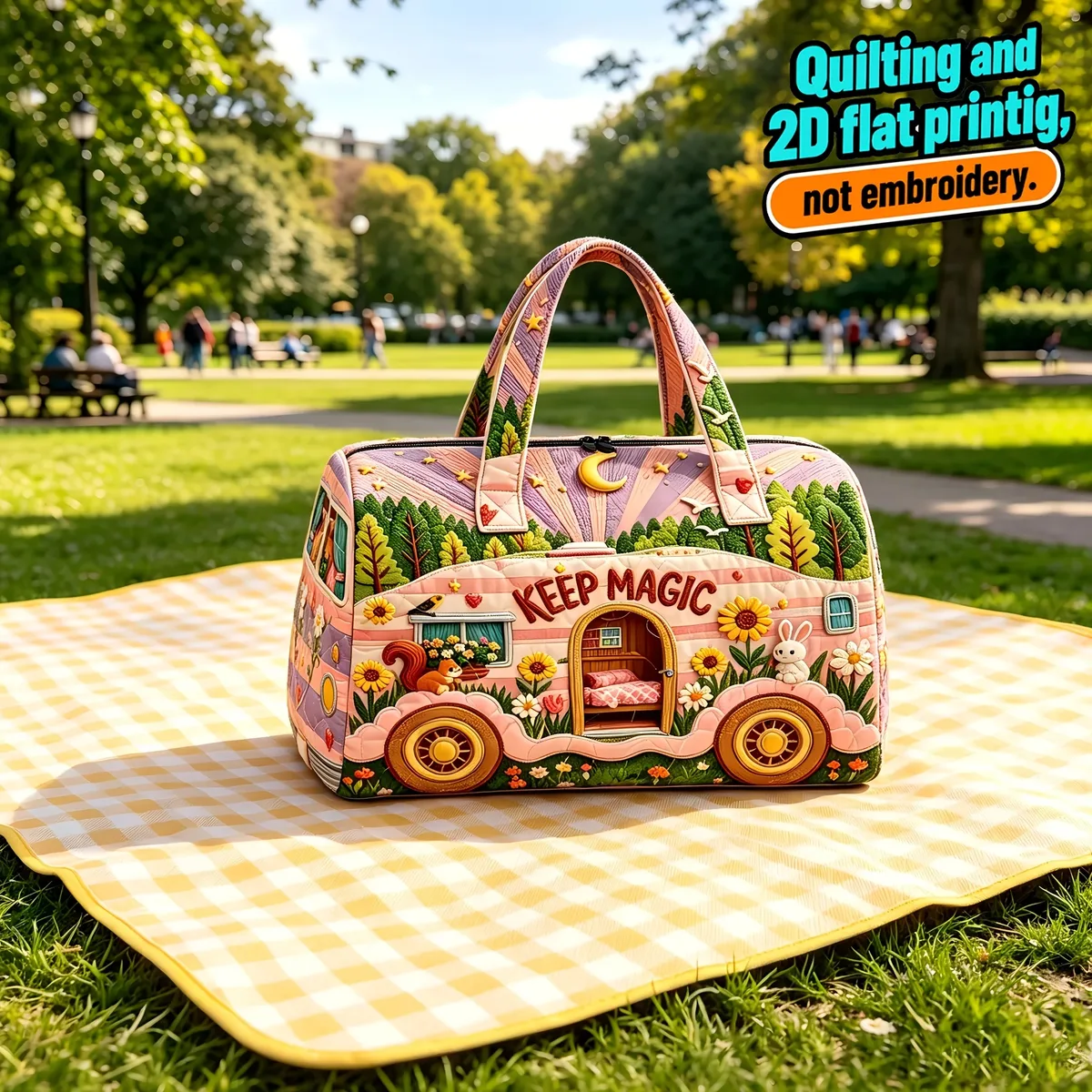 grand sac en toile matelassée – sac de voyage en tissu matelassé 3d – sac de voyage pour les courts trajets.