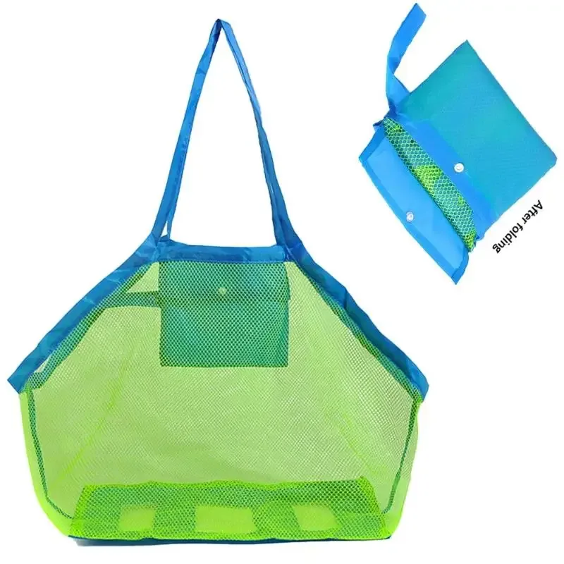 sac de rangement pliable et portable pour jouets de plage, outil de fouille de sable pour enfants, en maille, style moderne et simple