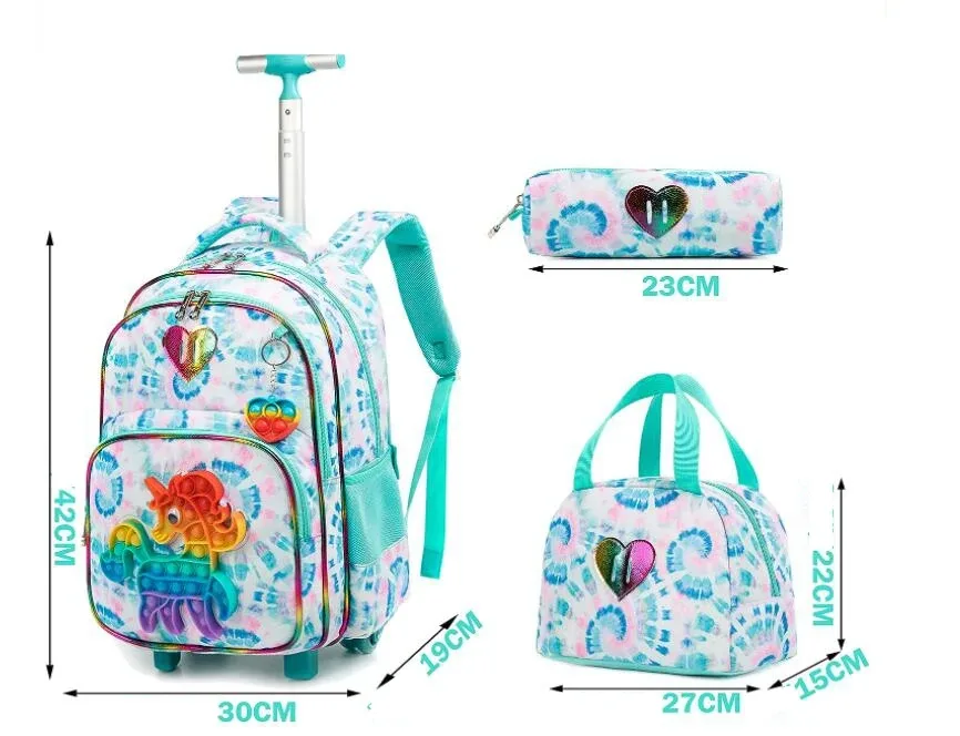 sac dos oxford université rose bleu motif licorne coeurs enfant sacoche main porte clefs voyage