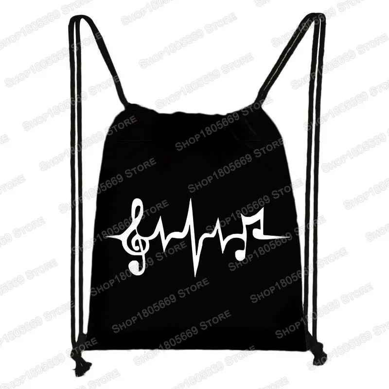 notes de musique imprimer sac à dos battement ecg femmes cordon sac en plein air grande capacité sac de rangement pour chaussures de voyage porte-cadeau